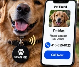 Pet identification tag use concept