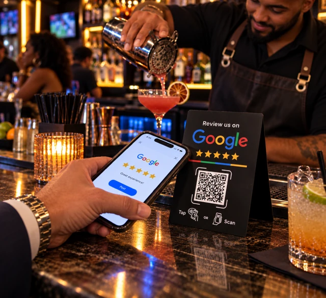 Google review display in a restaurant